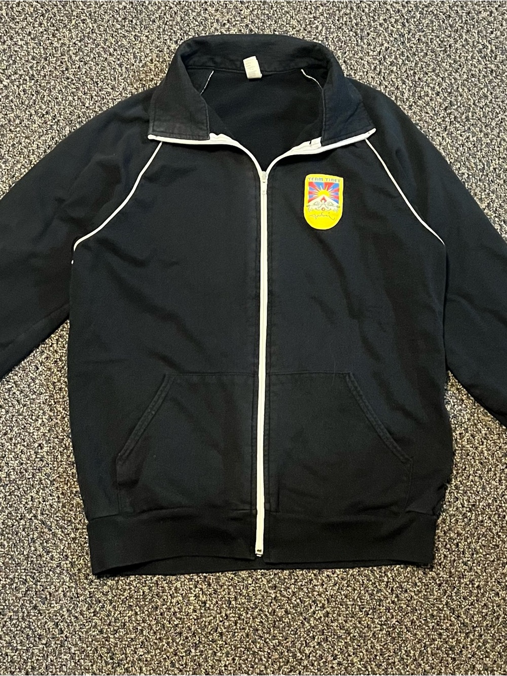 Men's Team Tibet Black Performance Zip-Up Jacket with White Trim